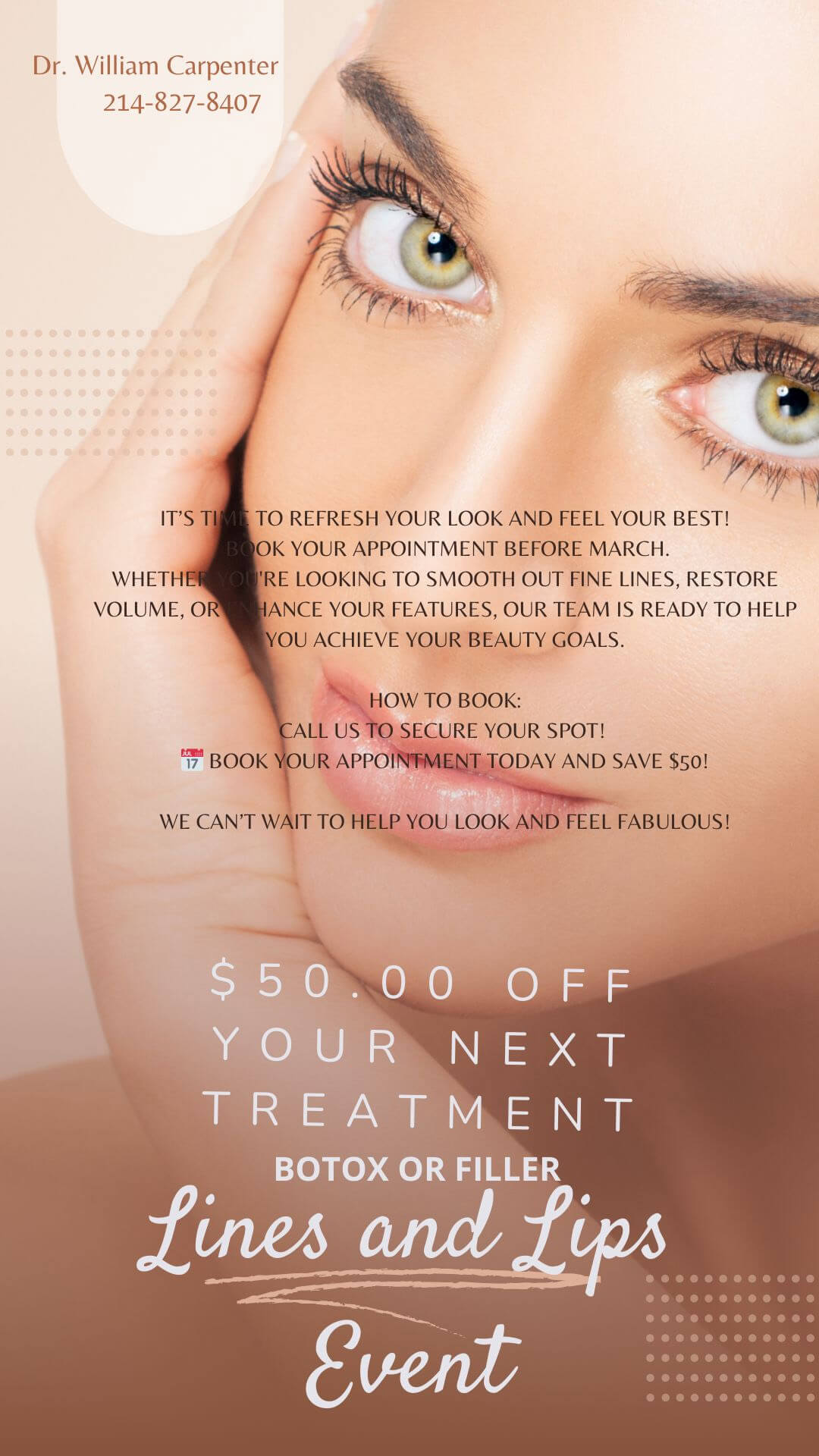 Lines and Lips Event $50 off Fillers Treatments